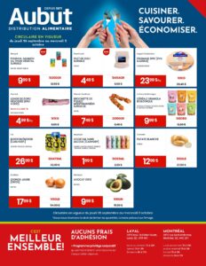 Circulaire Aubut – Grossiste Distribution Alimentaire Du 26 septembre au 2 octobre 2024
