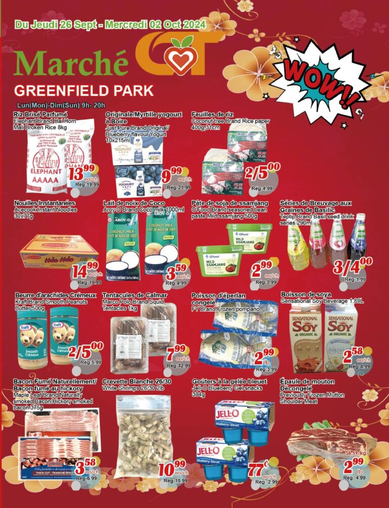 Circulaire Marché C & T – Greenfield Park Du 26 septembre au 2 octobre 2024