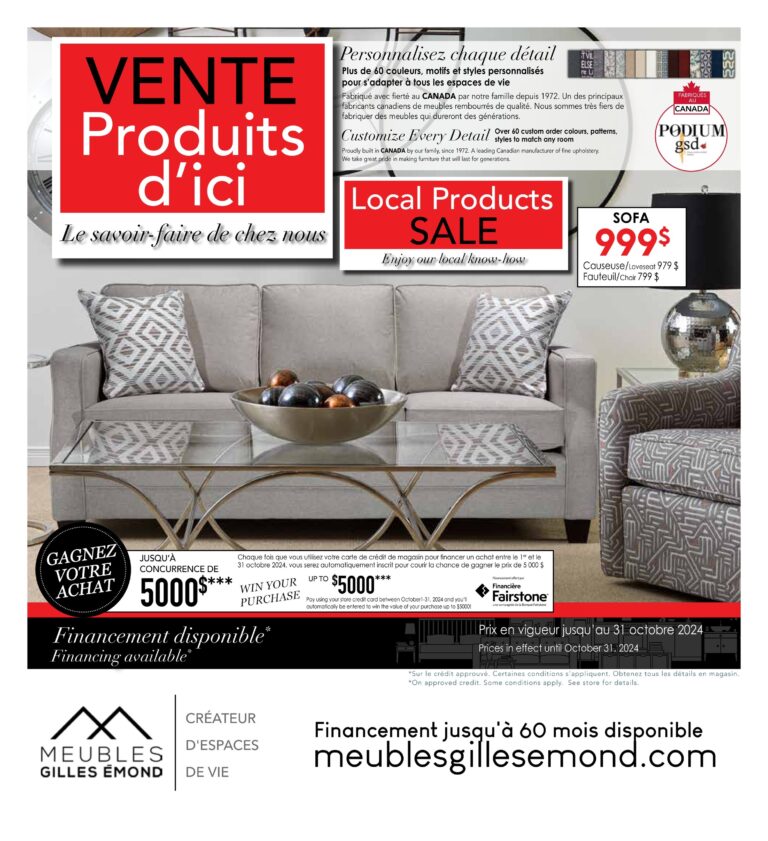 Circulaire Meubles Gilles Émond Du 1 au 31 octobre 2024