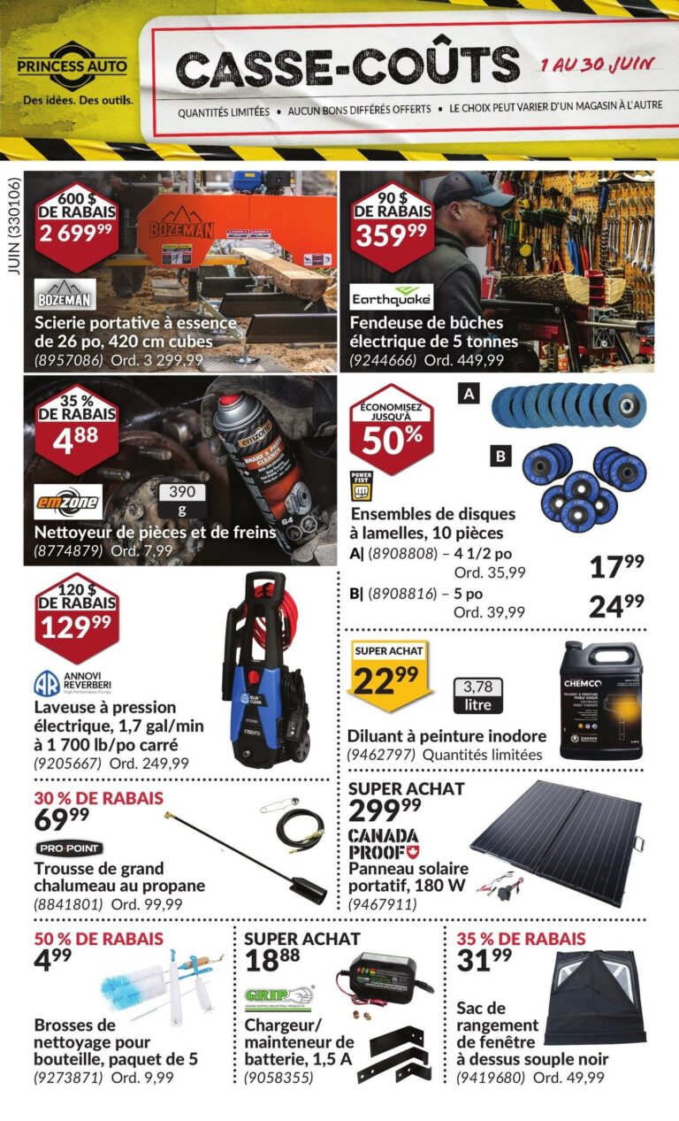 Circulaire Princess Auto Casse-Coûts Du 1 au 30 juin 2025