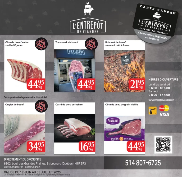 Circulaire L’Entrepôt de Viandes Du 12 juin au 5 juillet 2025