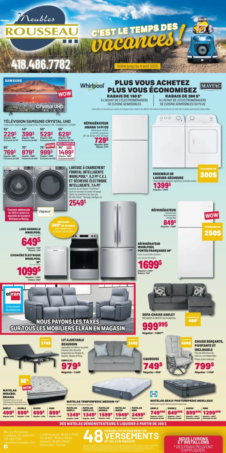 Circulaire Meubles Rousseau Du 31 juillet au 4 août 2025