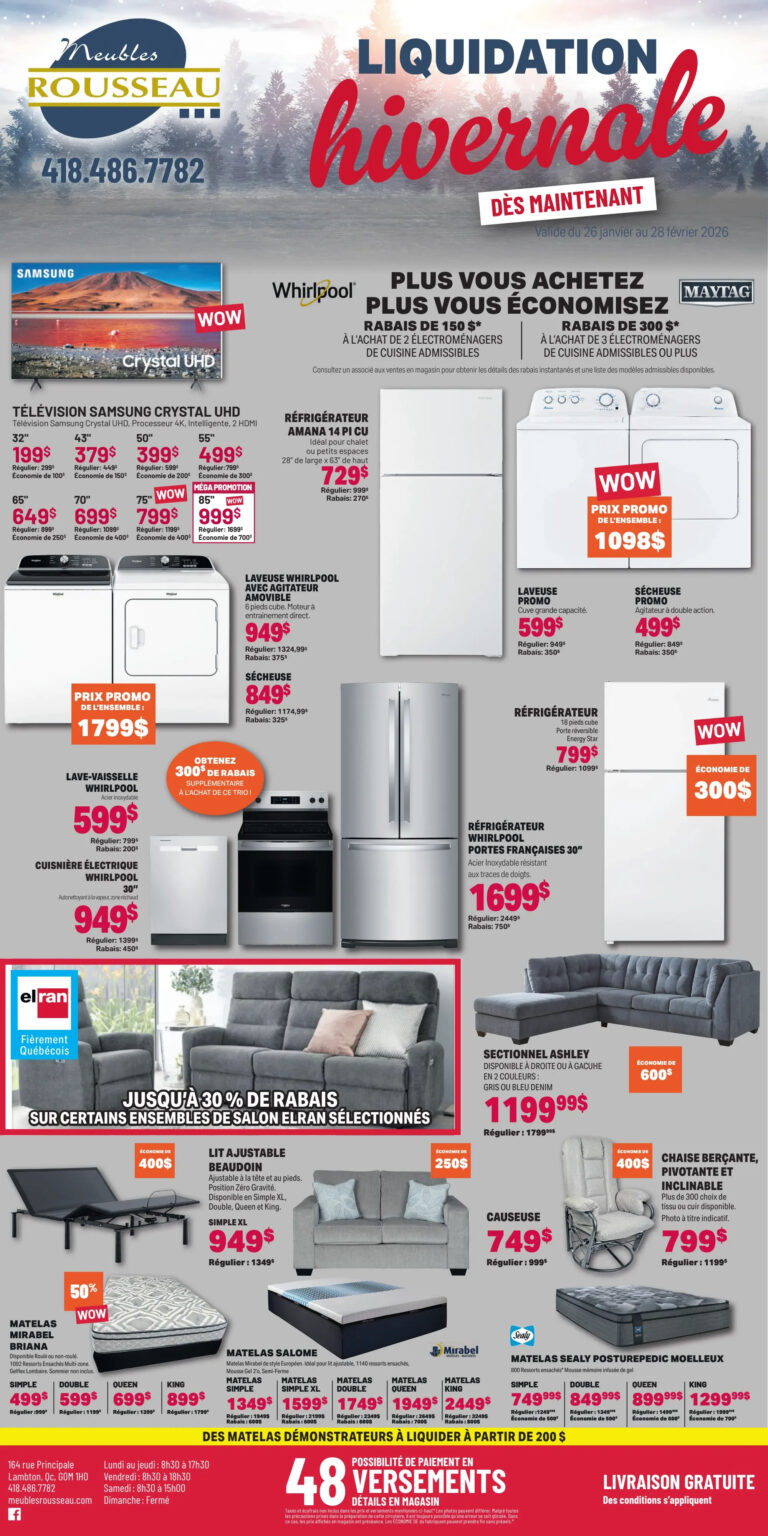 Circulaire Meubles Rousseau du 5 au 11 février 2026