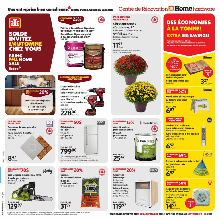 Circulaire Home Hardware centre de rénovation Du 11 au 17 septembre 2025