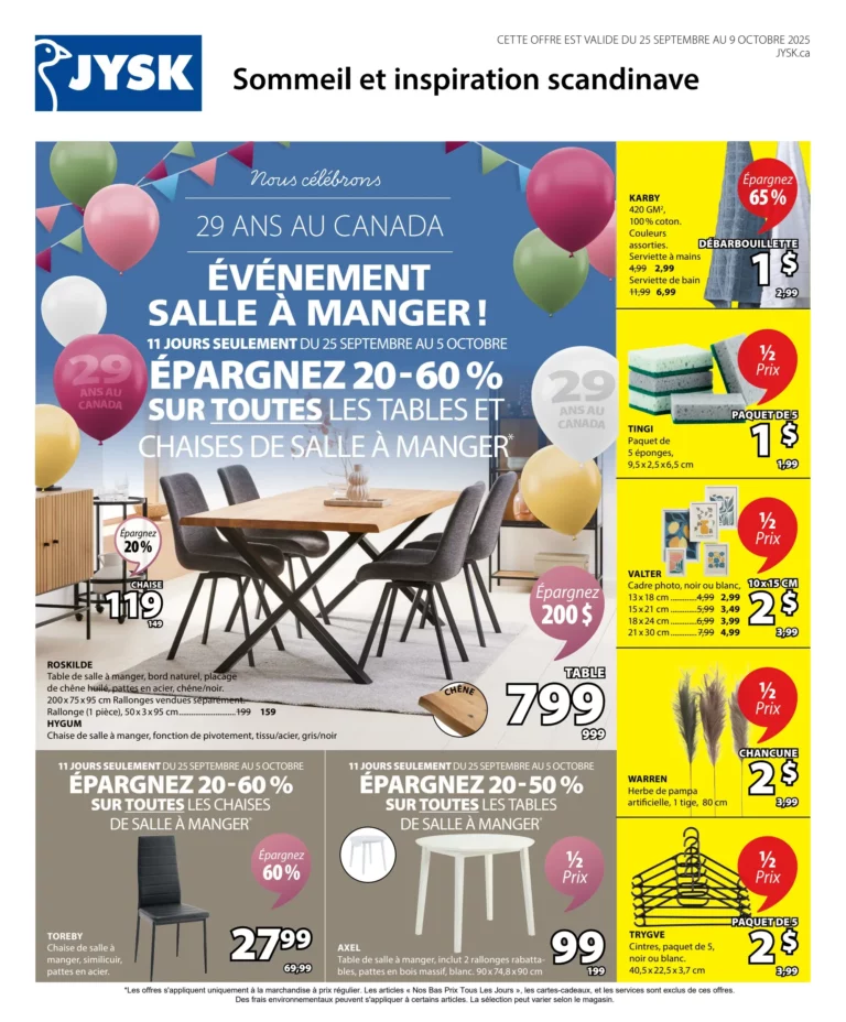 Circulaire Jysk Du 25 septembre au 9 octobre 2025