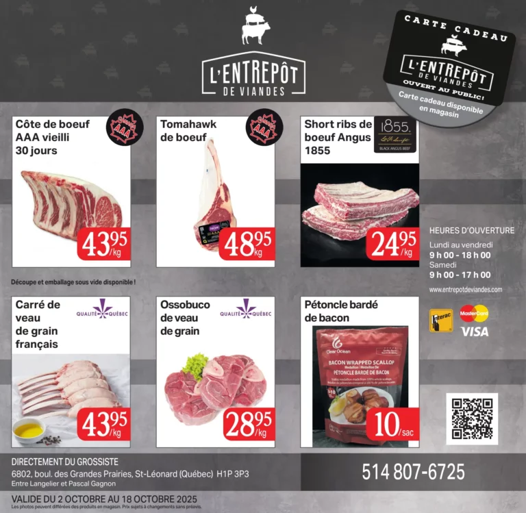 Circulaire L’Entrepôt de Viandes Du 2 au 18 octobre 2025