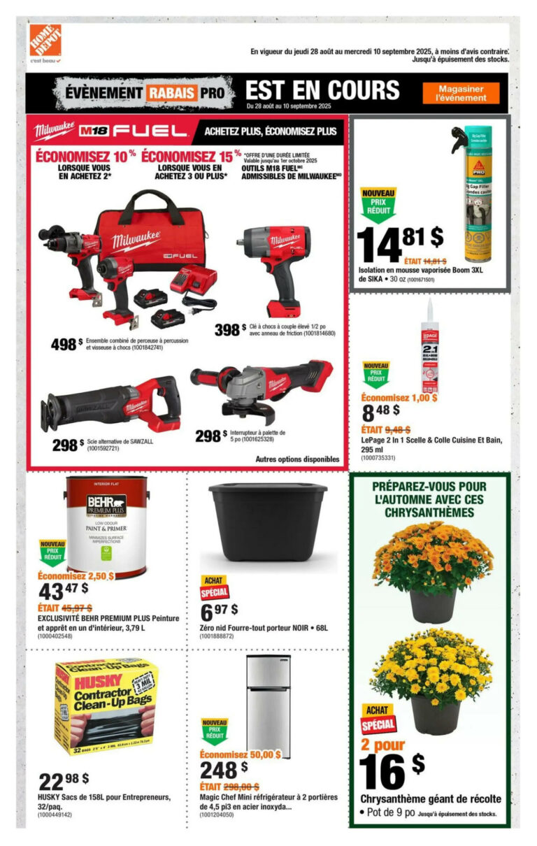 Circulaire Home Depot Du 28 aout au 10 septembre 2025