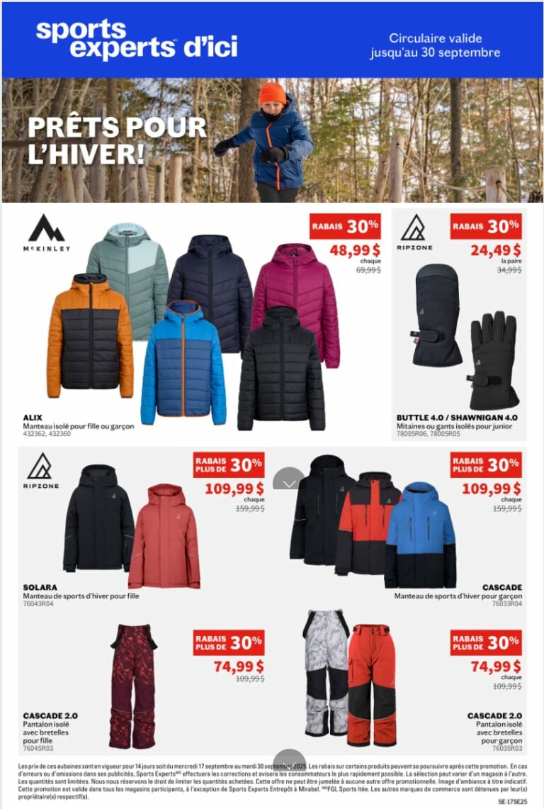 Circulaire Sports Experts Du 17 au 30 septembre 2025