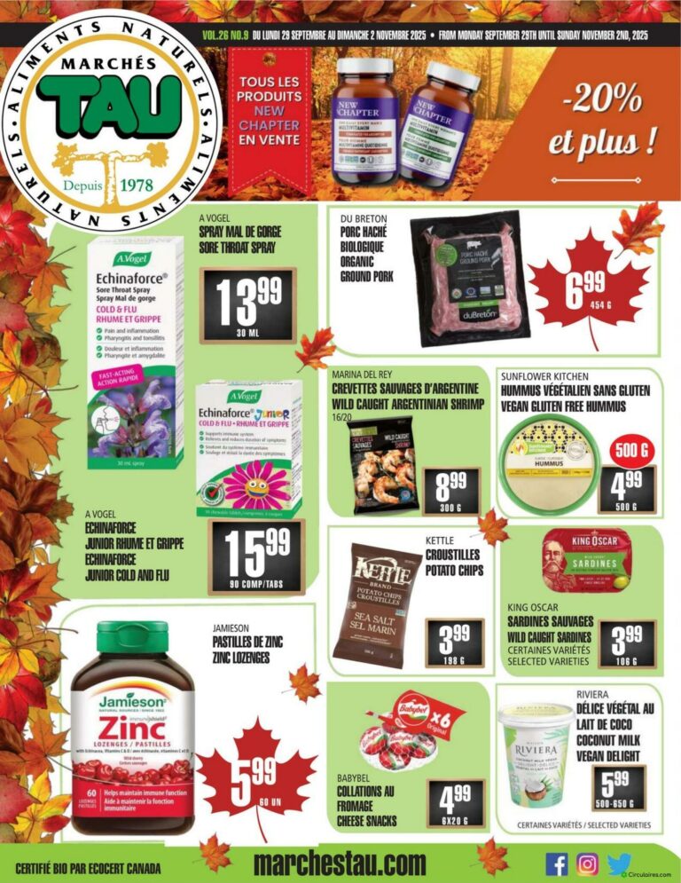 Circulaire TAU Marché d’alimentation Naturelle Du 29 septembre au 2 novembre 2025