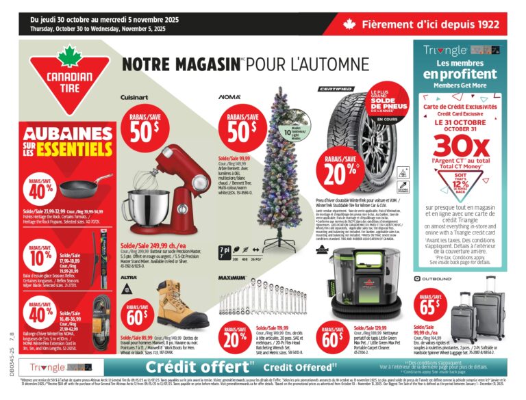Circulaire Canadian Tire Du 30 octobre au 5 novembre 2025