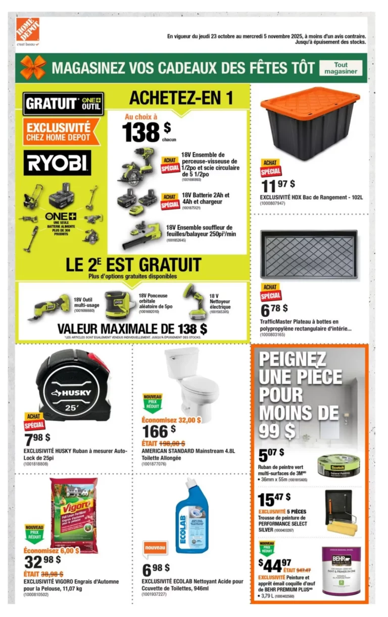 Circulaire Home Depot Du 23 octobre au 5 novembre 2025