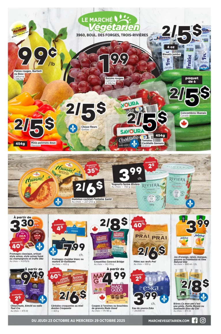 Circulaire Marché Végétarien Du 23 au 29 octobre 2025 Trois-Rivières