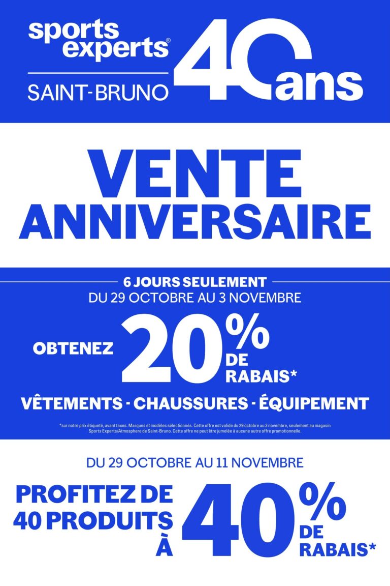 Circulaire Sports Experts – St-bruno Du 29 octobre au 2 novembre 2025