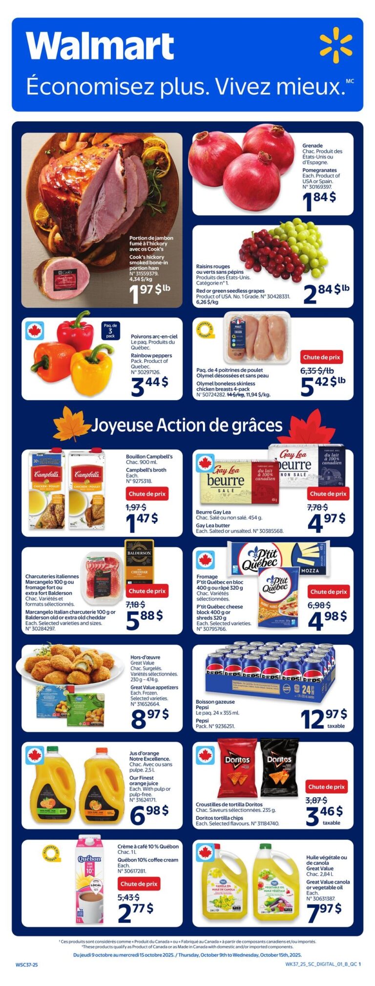 Circulaire Walmart Du 9 au 15 octobre 2025