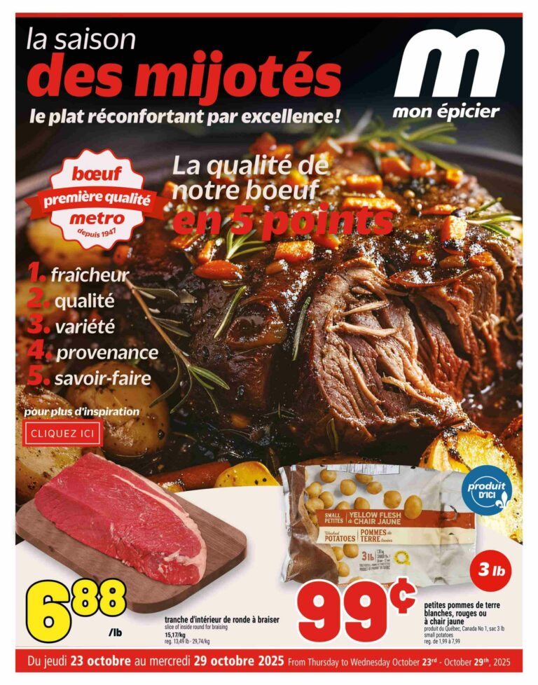 Circulaire Metro La saison de mijotés Du 23 au 29 octobre 2025