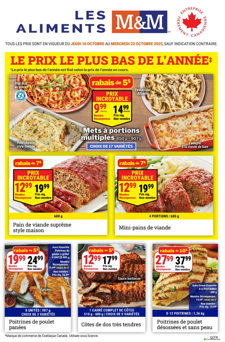 Circulaire Aliments M & M Du 16 au 22 octobre 2025