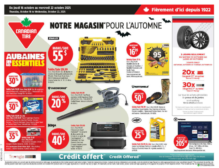 Circulaire Canadian Tire Du 16 au 22 octobre 2025