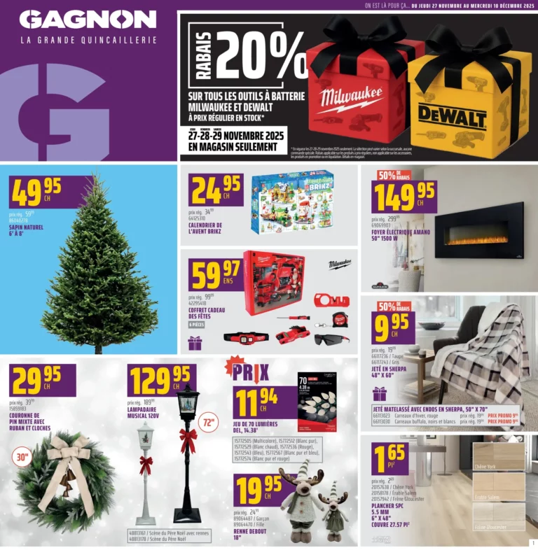 Circulaire GAGNON – La Grande Quincaillerie Du 27 novembre au 10 décembre 2025