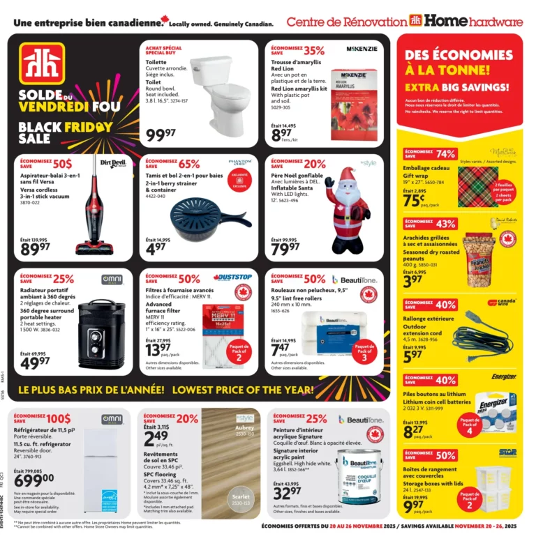 Circulaire Home Hardware – Centre de Rénovation – Vendredi Fou Du 20 au 26 novembre 2025