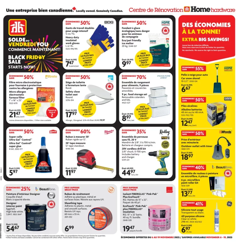 Circulaire Home Hardware centre de rénovation Du 6 au 19 novembre 2025