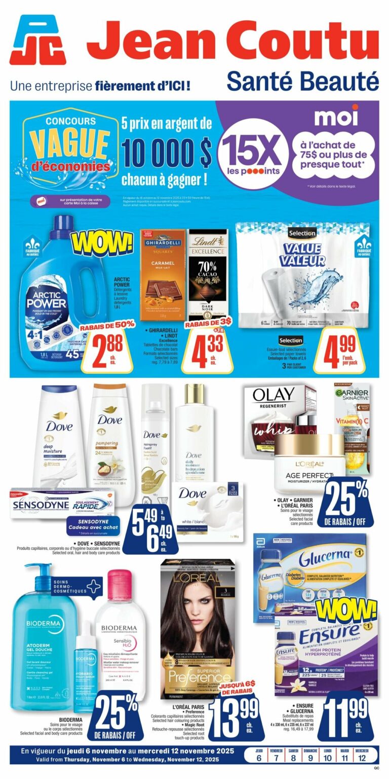 Circulaire Jean Coutu santé beauté Du 6 au 12 novembre 2025