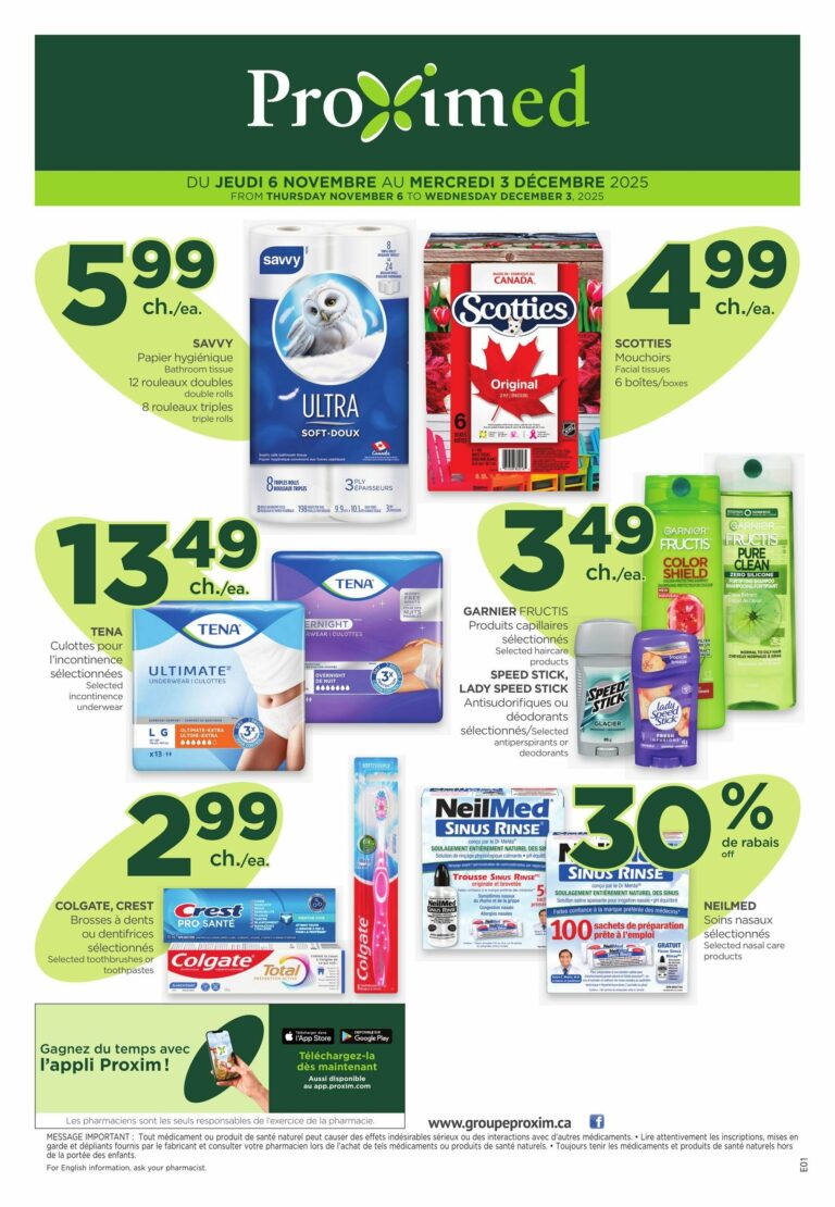 Circulaire Proxim – Proximed Du 6 novembre au 3 décembre 2025