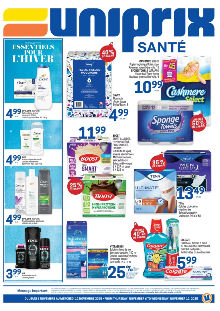 Circulaire Uniprix Santé Du 6 au 12 novembre 2025