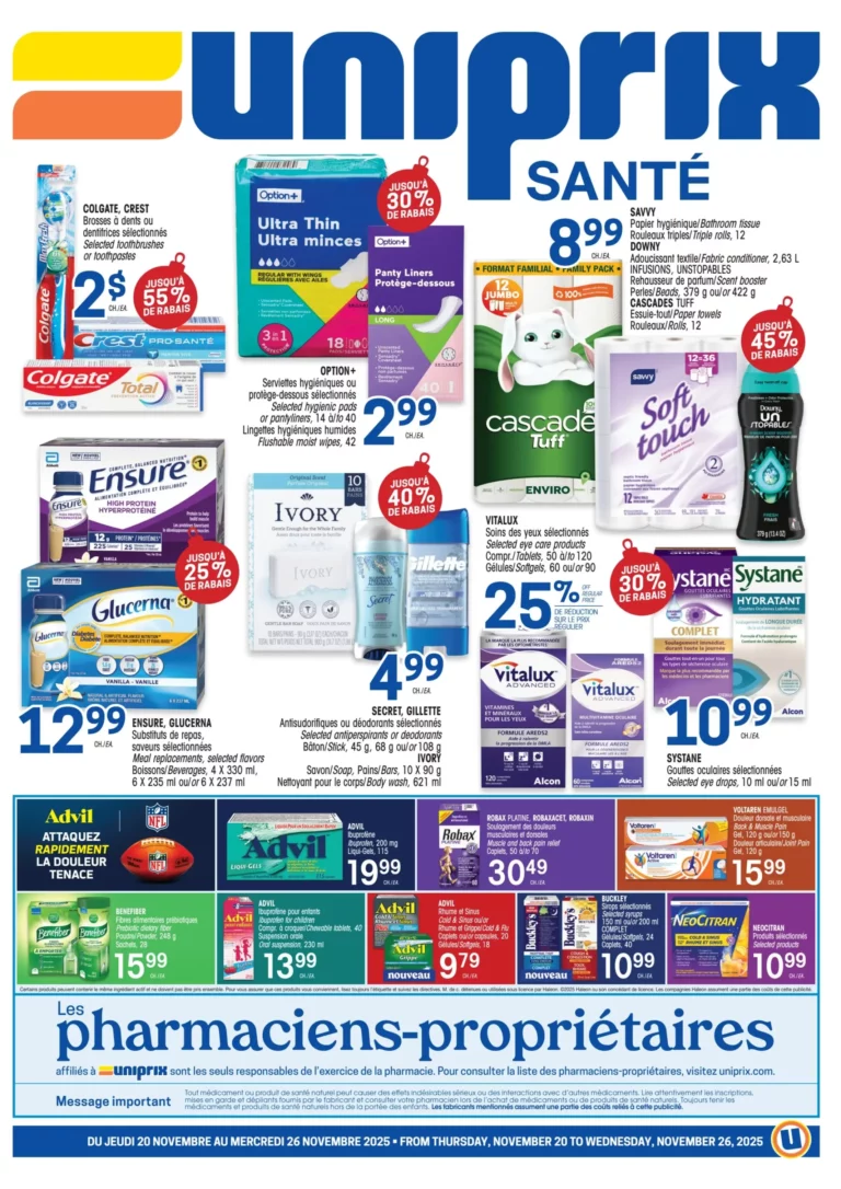 Circulaire Uniprix Santé Du 20 au 26 novembre 2025