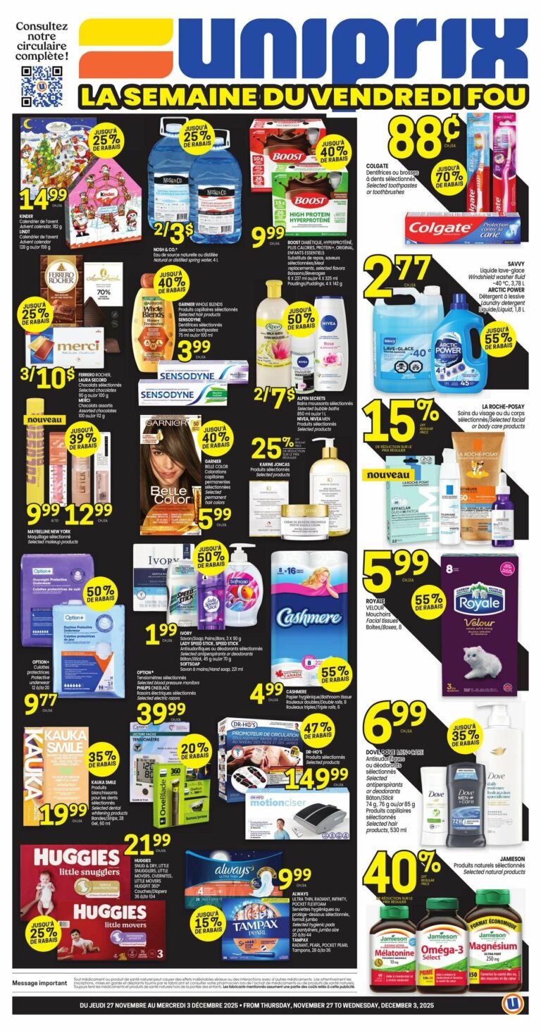 Circulaire Uniprix Du 27 novembre au 3 décembre 2025