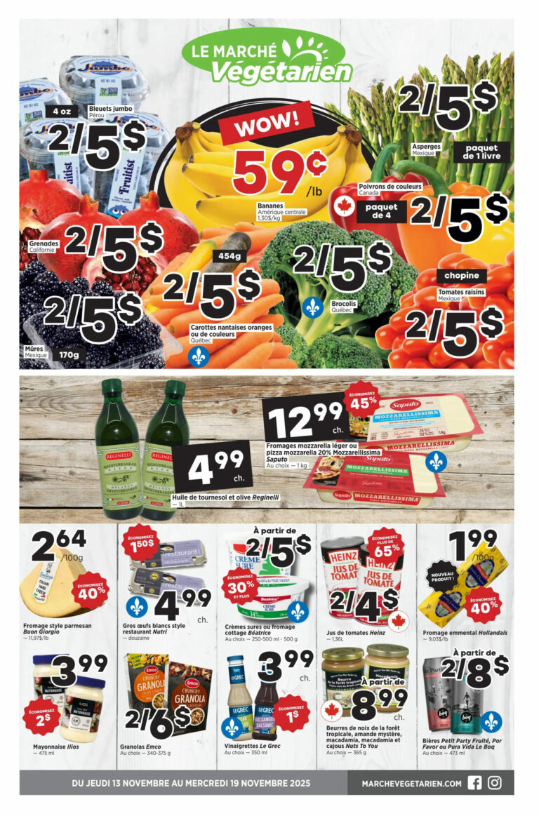 Circulaire Marché Végétarien Du 13 au 19 novembre 2025 Sherbrooke et Magog