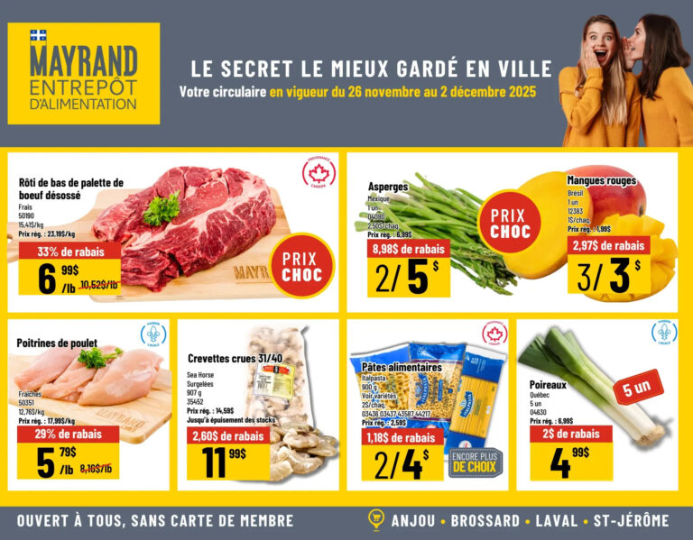 Circulaire Mayrand Entrepôt D’alimentation Du 26 novembre au 2 décembre 2025