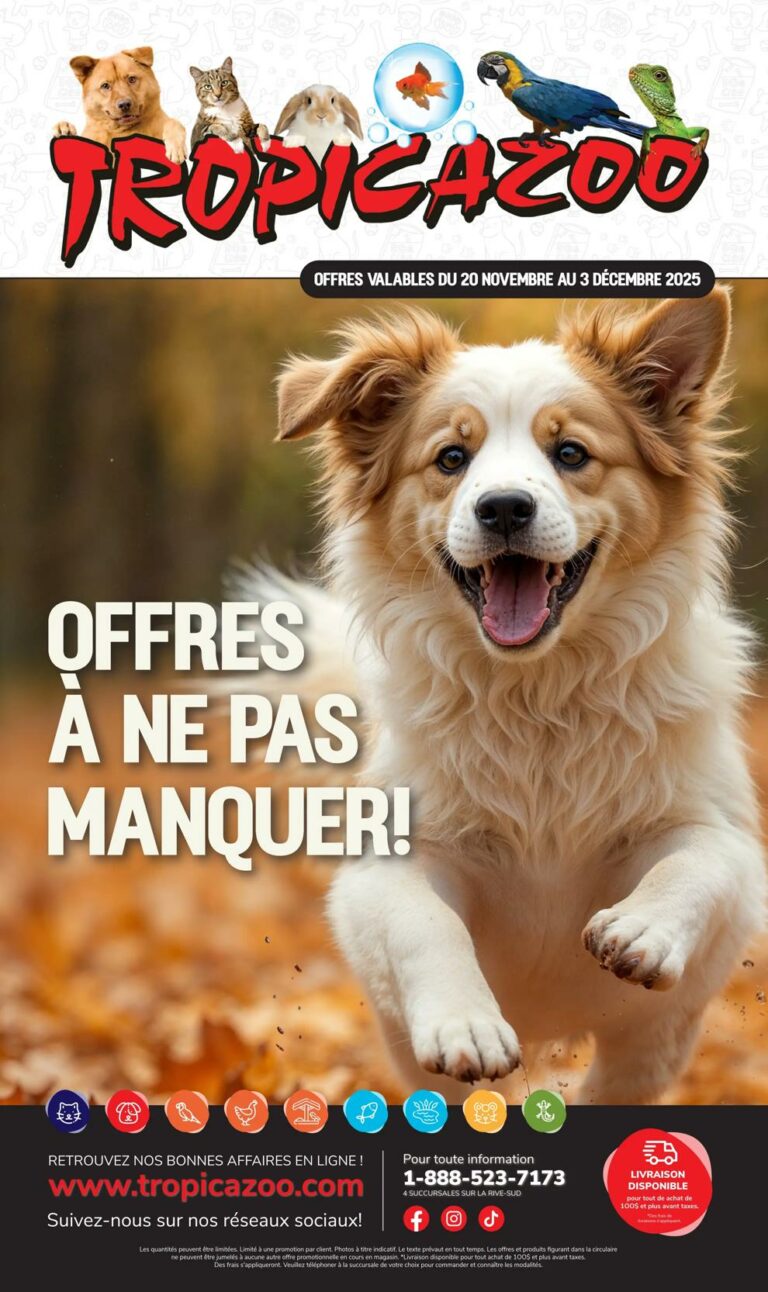 Circulaire Tropicazoo Du 20 novembre au 3 décembre 2025
