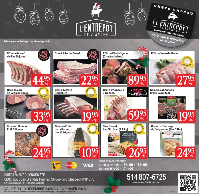 Circulaire L’Entrepôt de Viandes Du 10 décembre au 10 janvier 2026