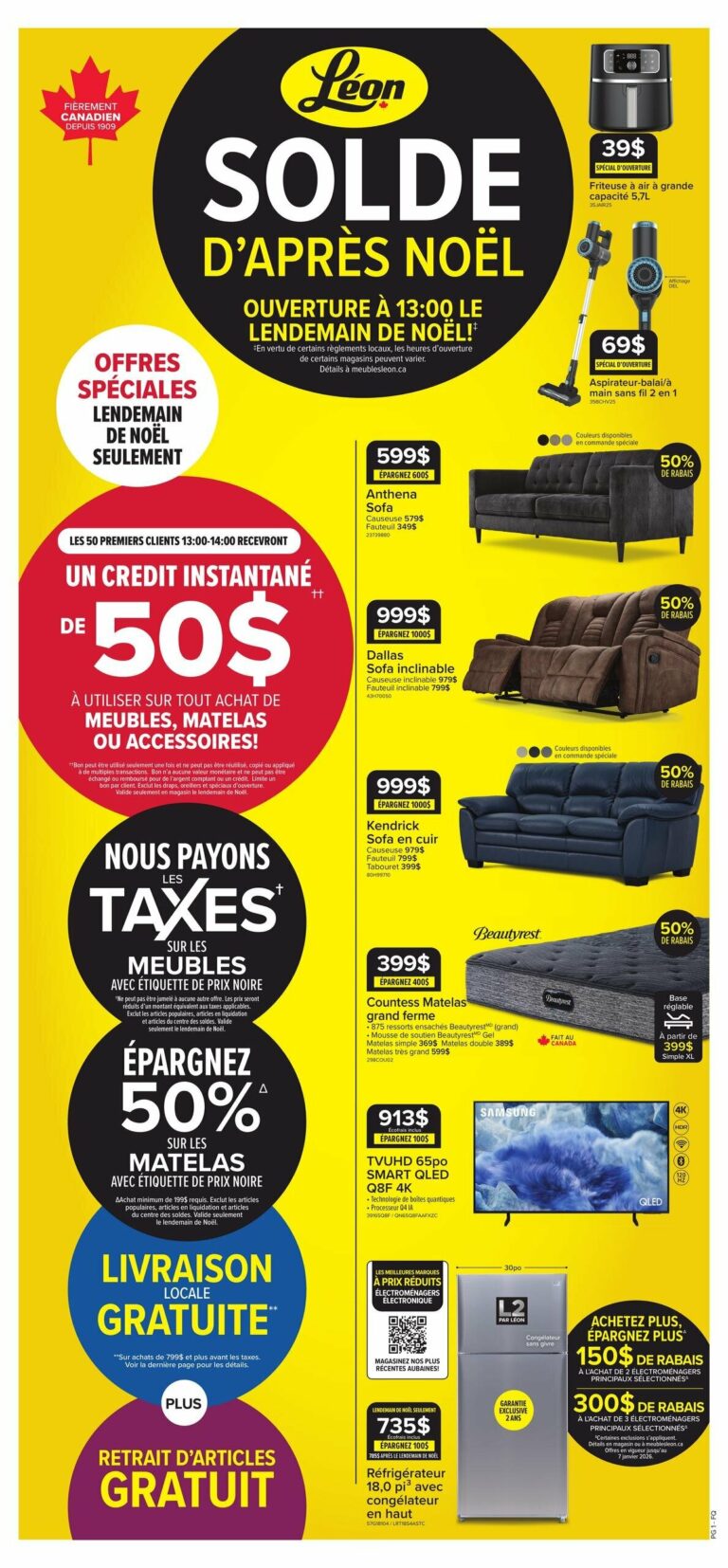 Circulaire Meubles Léon – Solde d&rsquo;Après-Noël Du 25 décembre au 14 janvier 2026