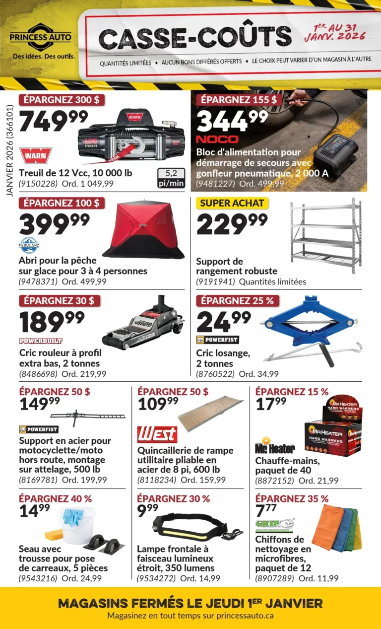 Circulaire Princess Auto Du 1 au 31 janvier 2026