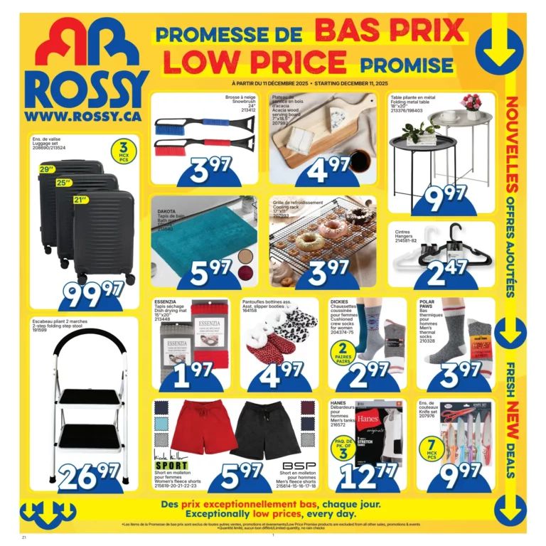 Circulaire Rossy – Promesse de bas prix Du 11 décembre au 28 janvier 2026