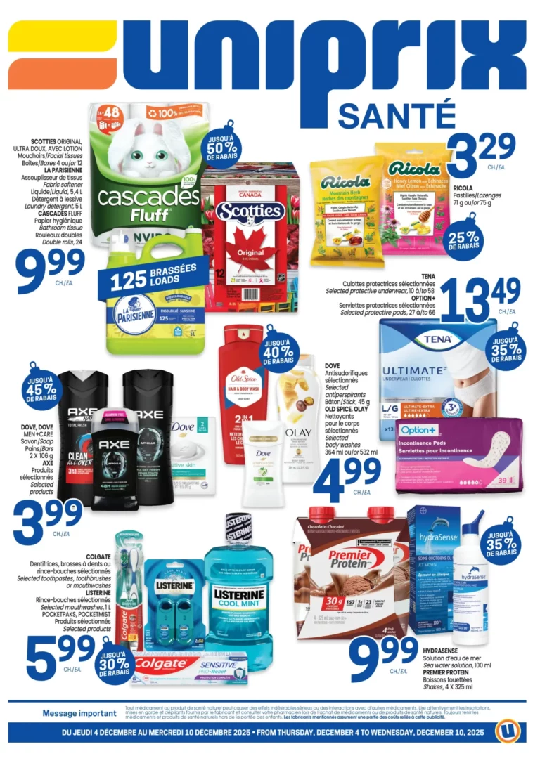 Circulaire Uniprix Santé Du 4 au 10 décembre 2025