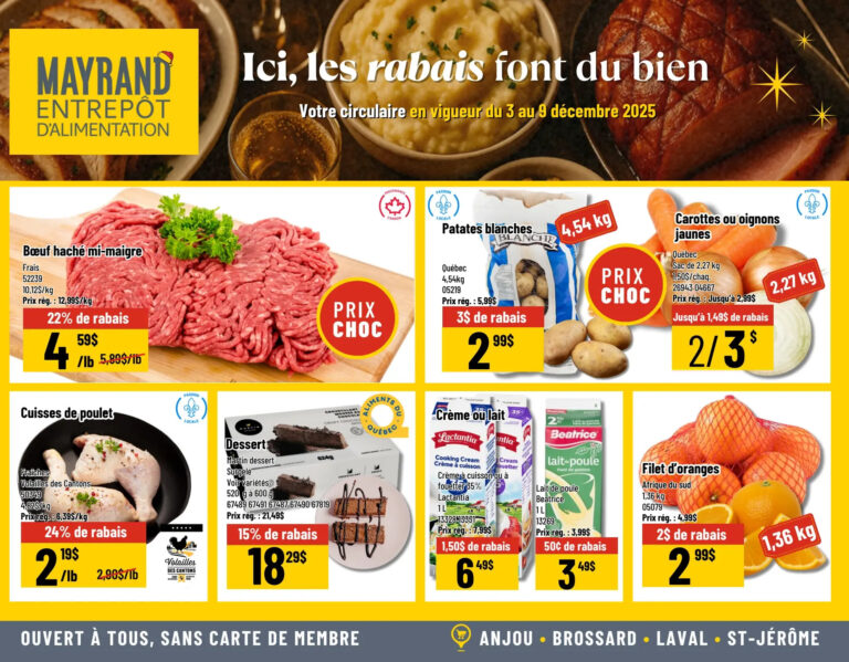Circulaire Mayrand Entrepôt D’alimentation Du 3 au 9 décembre 2025