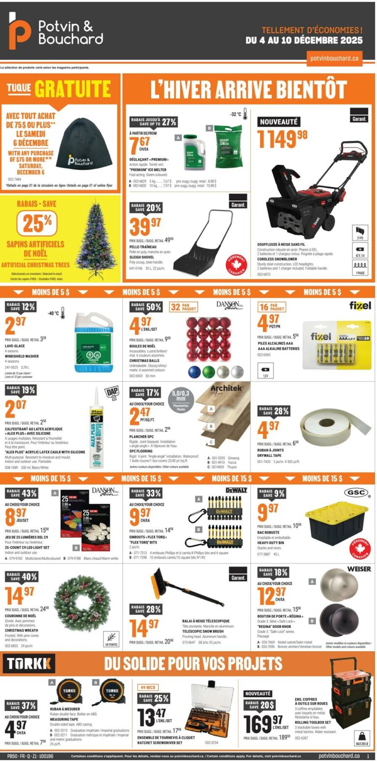 Circulaire Potvin & Bouchard Du 4 au 10 décembre 2025