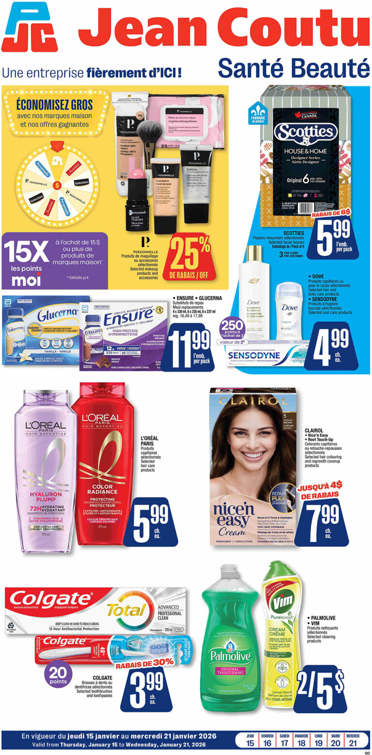 Circulaire Jean Coutu – santé beauté Du 15 au 21 janvier 2026