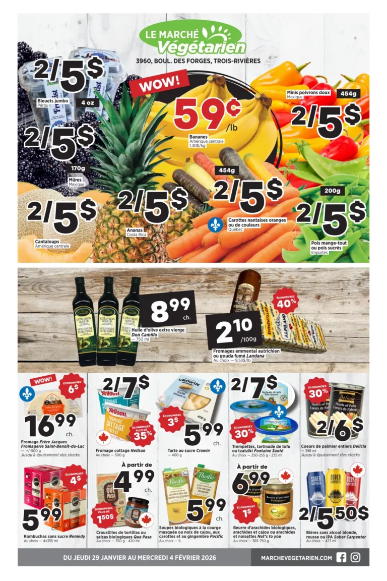 Circulaire Marché Végétarien Du 29 janvier au 4 février 2026 Trois-Rivières