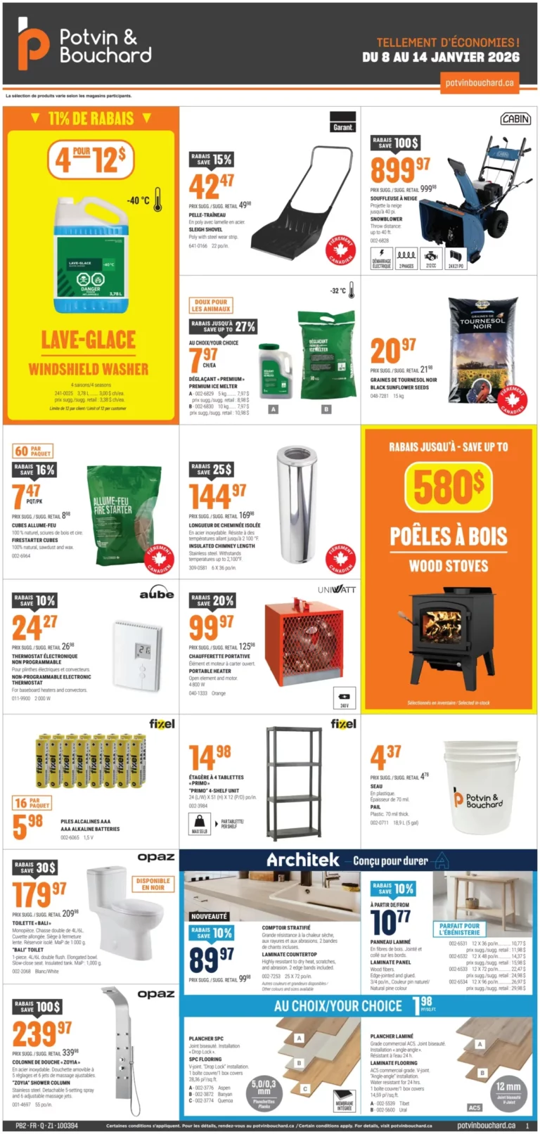 Circulaire Potvin & Bouchard Du 8 au 14 janvier 2026