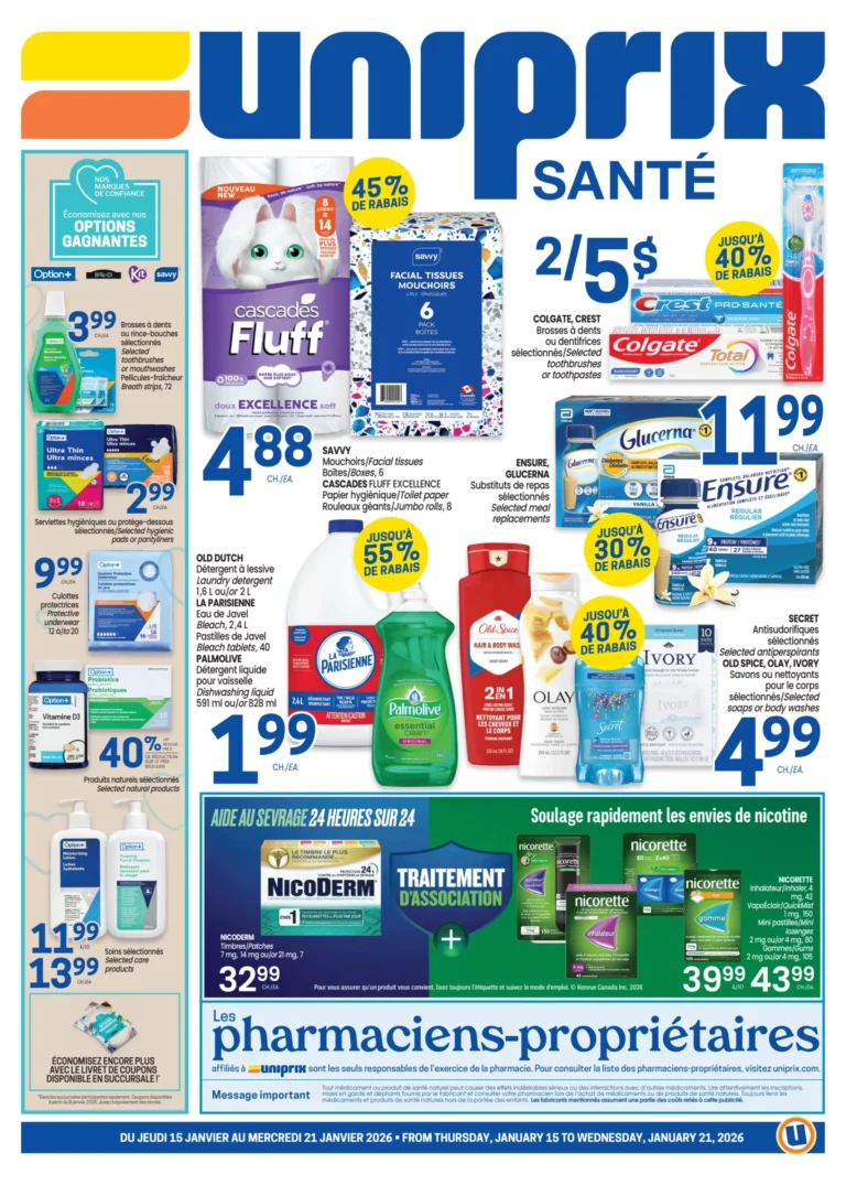 Circulaire Uniprix Santé Du 15 au 21 janvier 2026