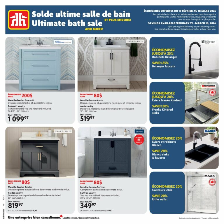 Circulaire Home Hardware – Solde Ultime salle de bain du 19 février au 18 mars 2026