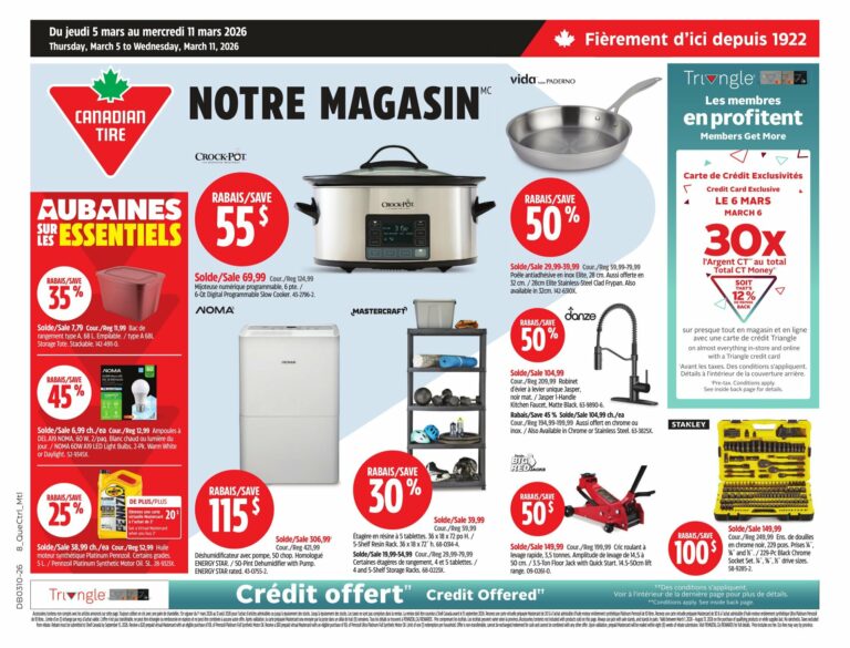 Circulaire Canadian Tire Du 5 au 11 mars 2026