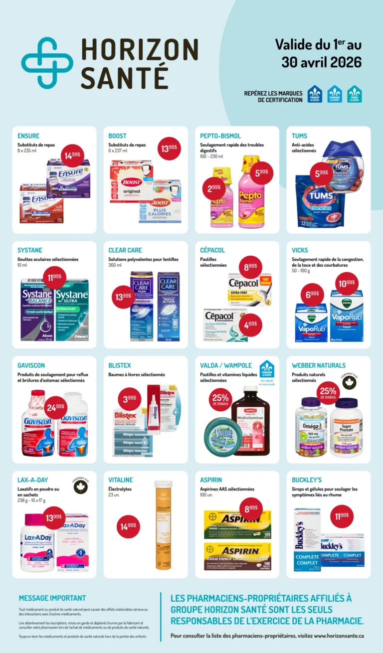 Circulaire Horizon Santé plus d&rsquo;économies Du 1 au 30 avril 2026