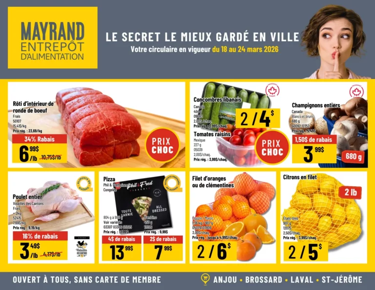 Circulaire Mayrand Entrepôt D&rsquo;alimentation du 18 au 24 mars 2026