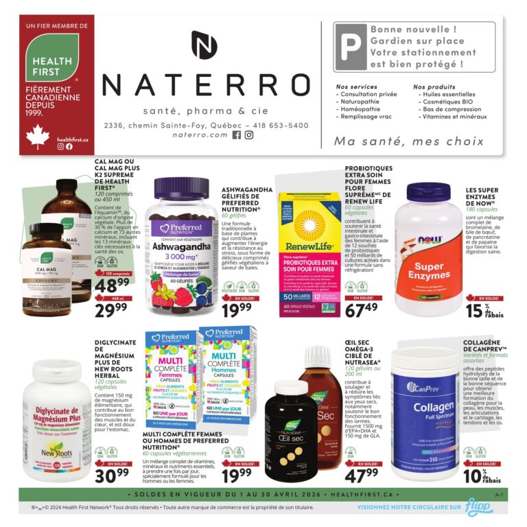 Circulaire Naterro du 1 au 30 avril 2026