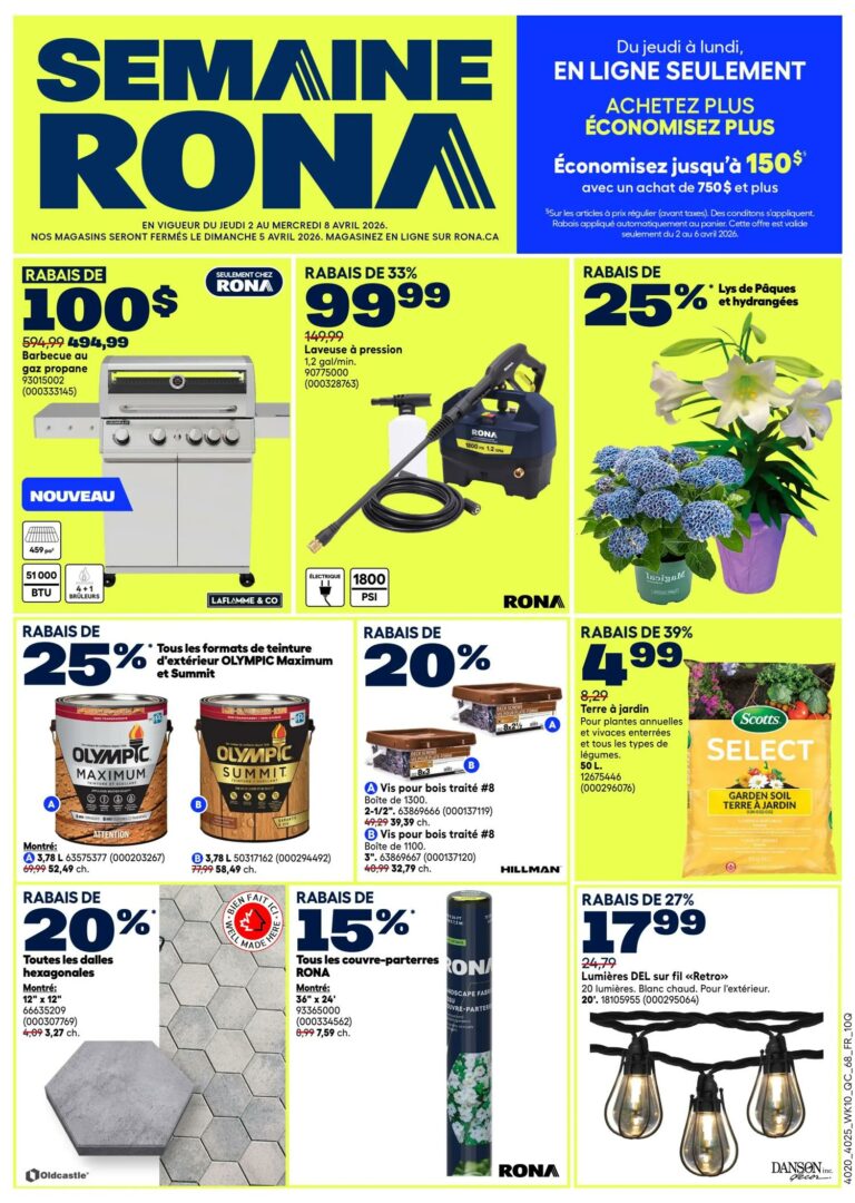 Circulaire Rona du 2 au 8 avril 2026