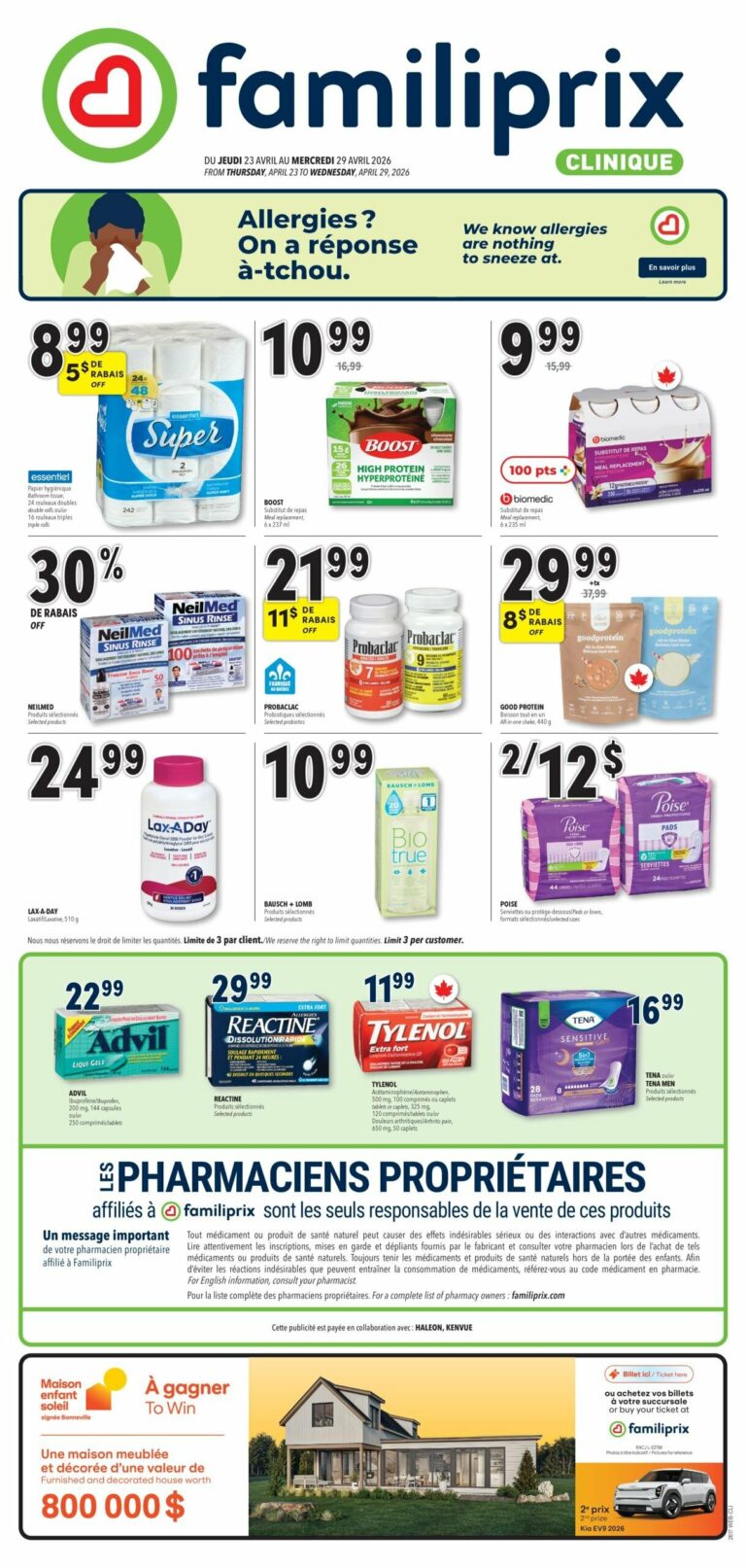 Circulaire Familiprix – Clinique Du 23 au 29 avril 2026